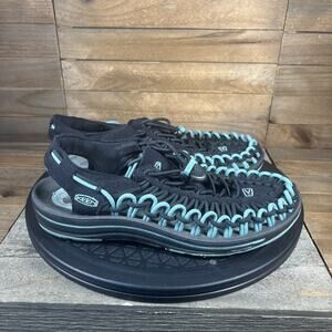 Keen Women's Black and Teal Woven Sandals